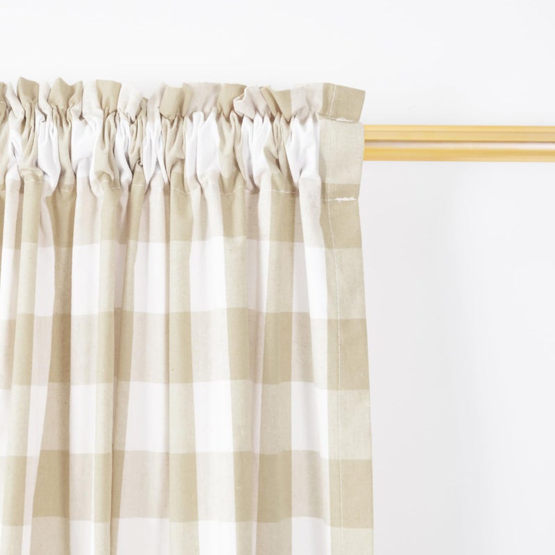 NATUS WEAVER Buffalo Check Curtains 84 inch Length Kitchen Living Room Bedroom Beige White Gingham Plaid Window Basement Drapes 2 Panels Rod Pocket Window Treatment Set beige check under sunlight may show yellow - Image 2